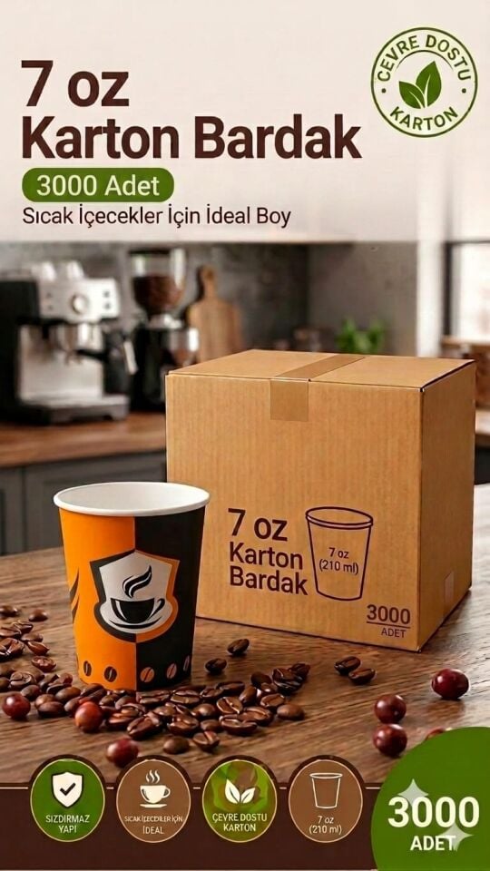7 OZ KARTON BARDAK 3000'Lİ